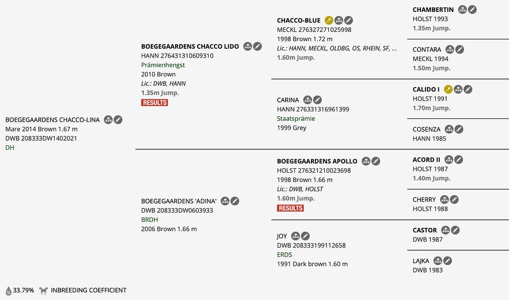 Chacco‑Lina – Horsetelex pedigree overview
